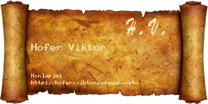 Hofer Viktor névjegykártya